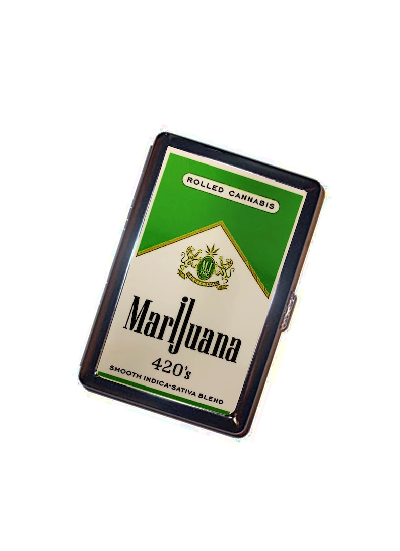 Marijuana 420 Cigarette Case Handmade Metal Wallet Stash Business Credit Card Cigarette ID Holder Box gift image 1