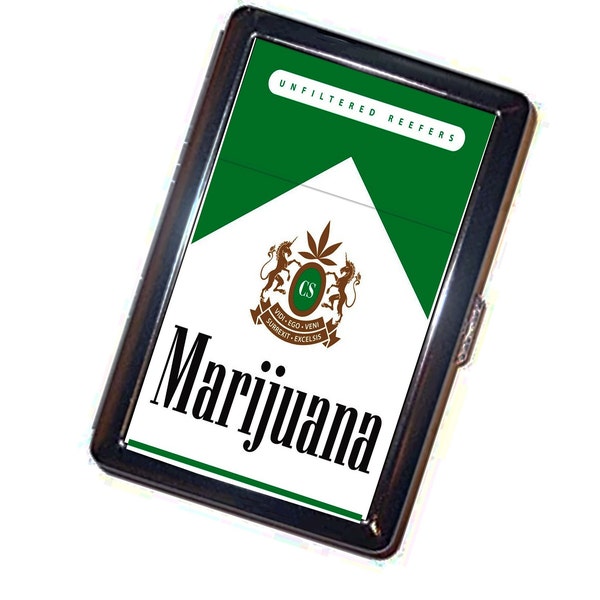 Marijuana Cigarette Case Handmade Vintage Metal Wallet Stash Business Credit Card Cigarette ID IPod Holder Box Case