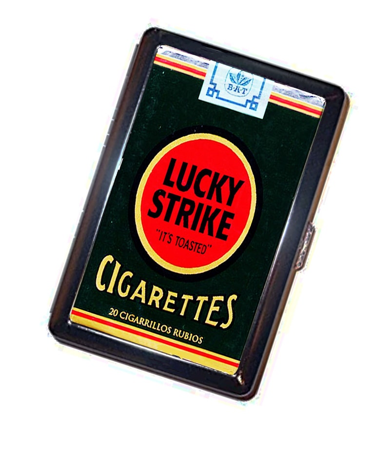 Cigarette Case Handmade Lucky Strike Vintage Metal Wallet Stash Business Credit Card Cigarette ID Holder Box Case image 1