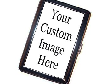 Custom Image Cigarette Case Handmade Choose your own image Metal Wallet Stash Business Credit Card Cigarette ID IPod Holder Box Case