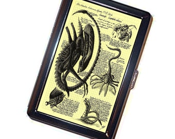 Alien Layout Cigarette Case Handmade Vintage Metal Wallet Stash Business Credit Card Cigarette ID IPod Holder Box Case