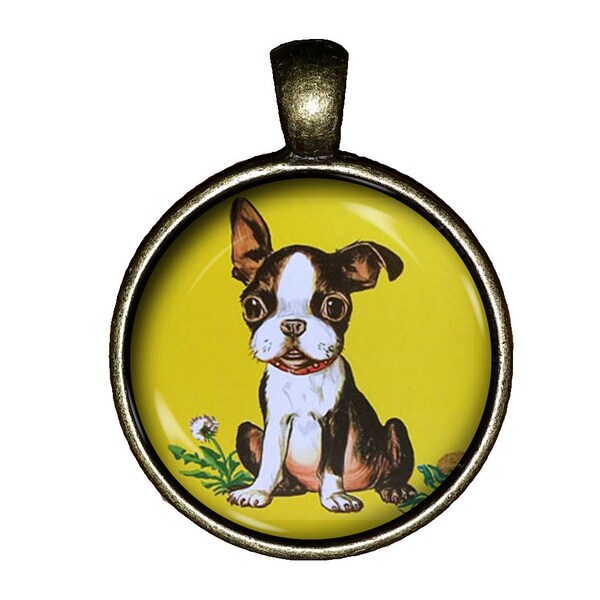 Boston Terrier Necklace Vintage Retro Jewelry Pendant Charm Gifts