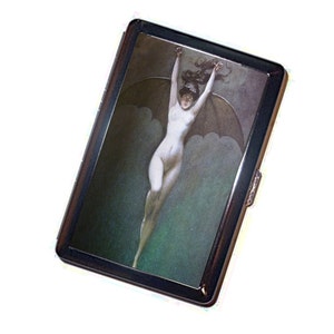Bat Woman Cigarette Case Handmade Metal Wallet Stash Business Credit Card Cigarette ID Holder Box gift image 1