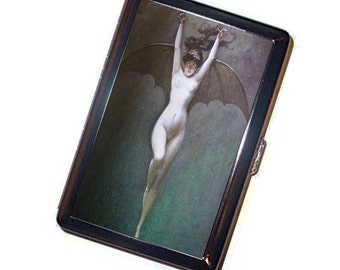 Bat Woman Cigarette Case Handmade Metal Wallet Stash Business Credit Card Cigarette ID Holder Box gift