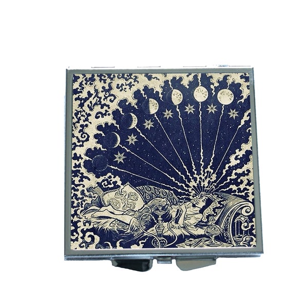 Miroir compact Phases de Lune, Cadeau vintage fait main