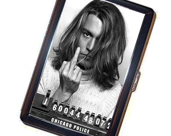 Bad Johnny Cigarette Case Johnny Depp Handmade Vintage Metal Wallet Stash Business Credit Card Cigarette ID IPod Holder Box Case