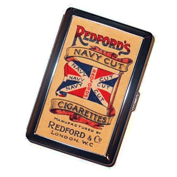 English Cigarette Case Handmade Metal Wallet Stash Business Credit Card Cigarette ID Holder Box Case