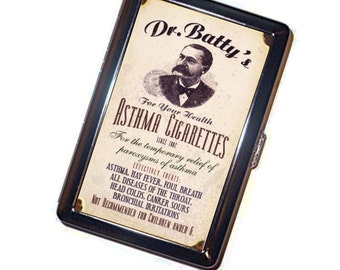 Dr. Batty's Asthma Cigarettes Cigarette Case Handmade Metal Wallet Stash Business Credit Card Cigarette ID Holder Box gift