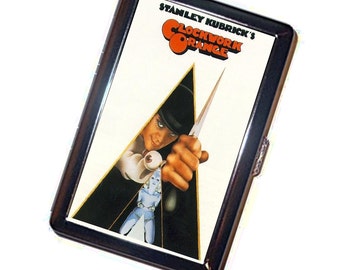 A Clockwork Orange Cigarette Case Handmade Vintage Metal Wallet Stash Business Credit Card Cigarette ID IPod Holder Box Case