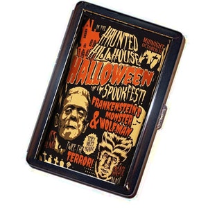 Haunted Hill House SPOOKFEST Cigarette Case Handmade Vintage Metal Wallet Stash Business Credit Card Cigarette ID IPod Holder Box Case image 1