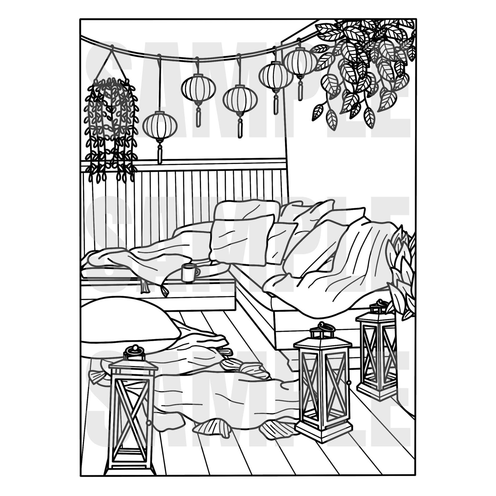 Colouring Page - Image à Colorier | Zen Outdoor - Terrasse Zen - Etsy