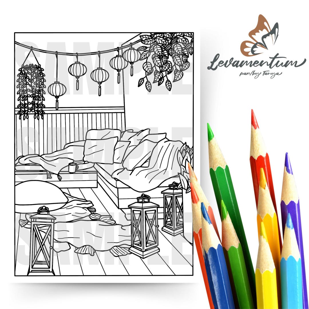 Colouring Page - Image à Colorier | Zen Outdoor - Terrasse Zen - Etsy