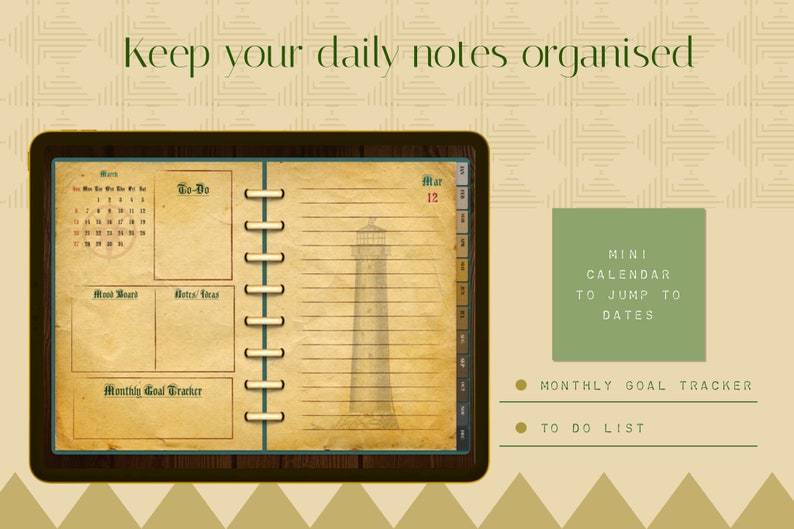 2025 Nostalgia Green Digital Planner, Goodnotes Planner, Notability