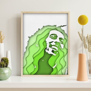 Bob Marley Digital print, Jamaican poster, silhouette art , A4 print