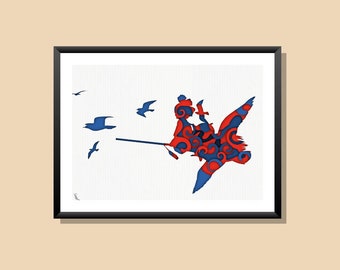 Kiki, Anime Digitaltryck, Kikis leveransserviceposter, silhuettkonst, abstrakt konst, Studio Ghibli