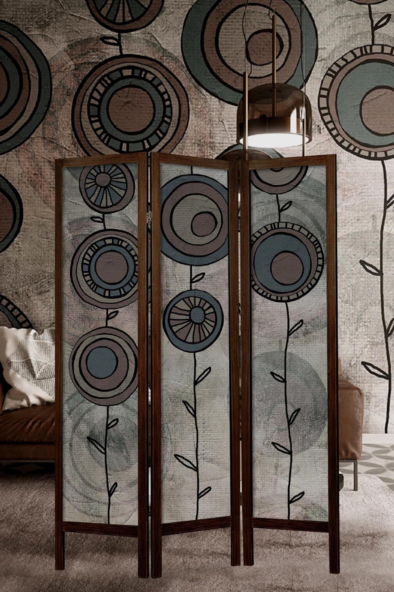 Bohemian Room Divider, Wooden Partition Panels for Home Decor, Solid