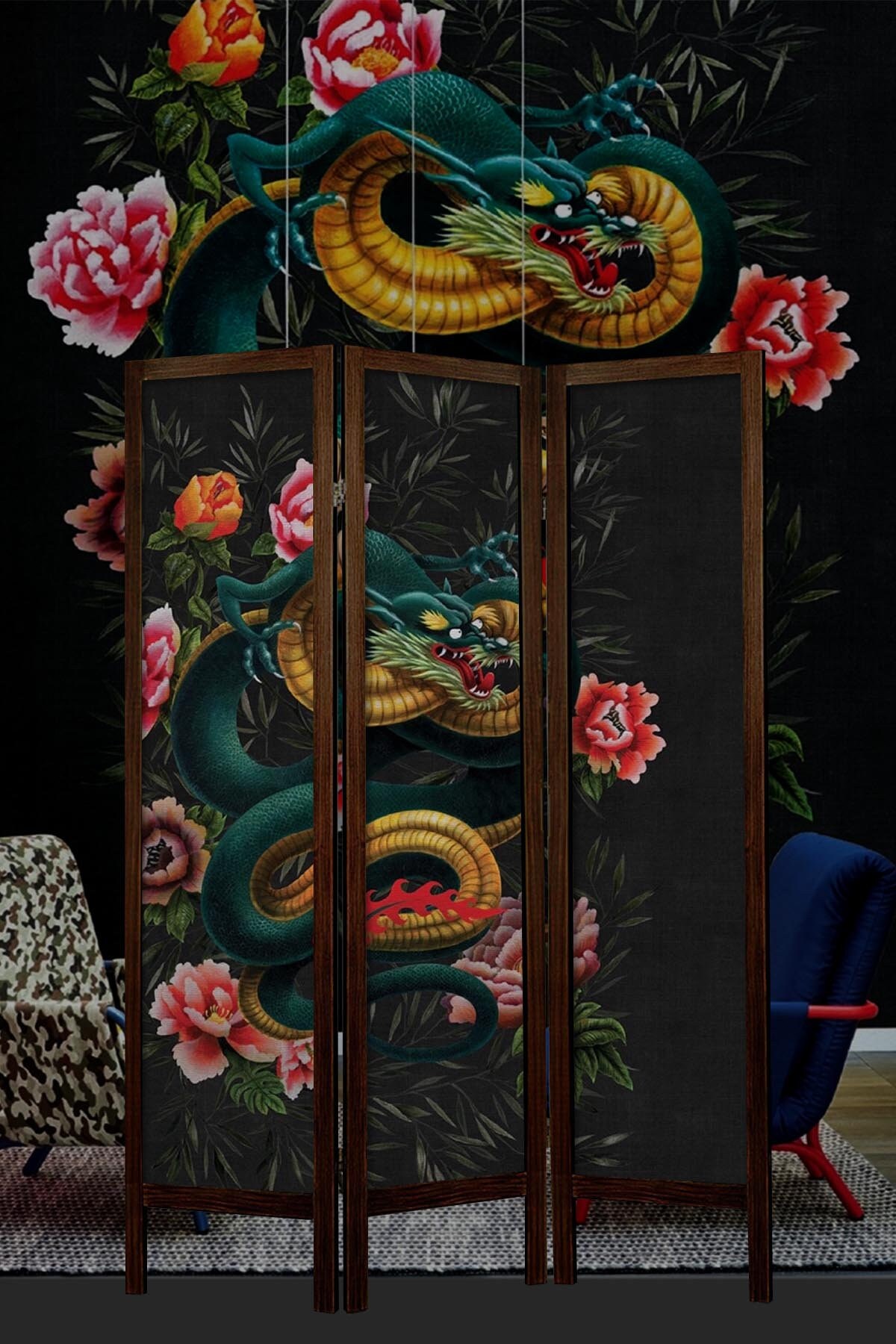 Dragon Pattern Room Divider Panelfantastic Room Divider Etsy
