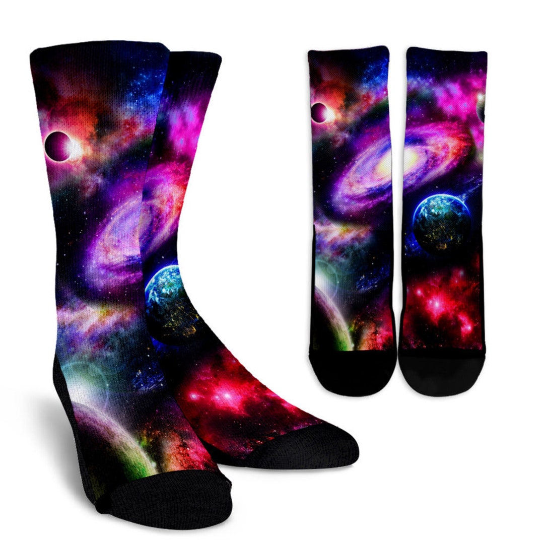 Cosmos Crew Socks Happy Socks Fun Socks Fun Crew Socks Novelty Socks