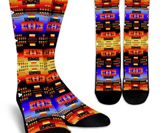 Seven Tribes on the Horizon Crew Socks | Fun Socks | Art Socks | Abstract | Pattern | Gift Idea | Fun Crew Socks  | Happy Socks | Cute