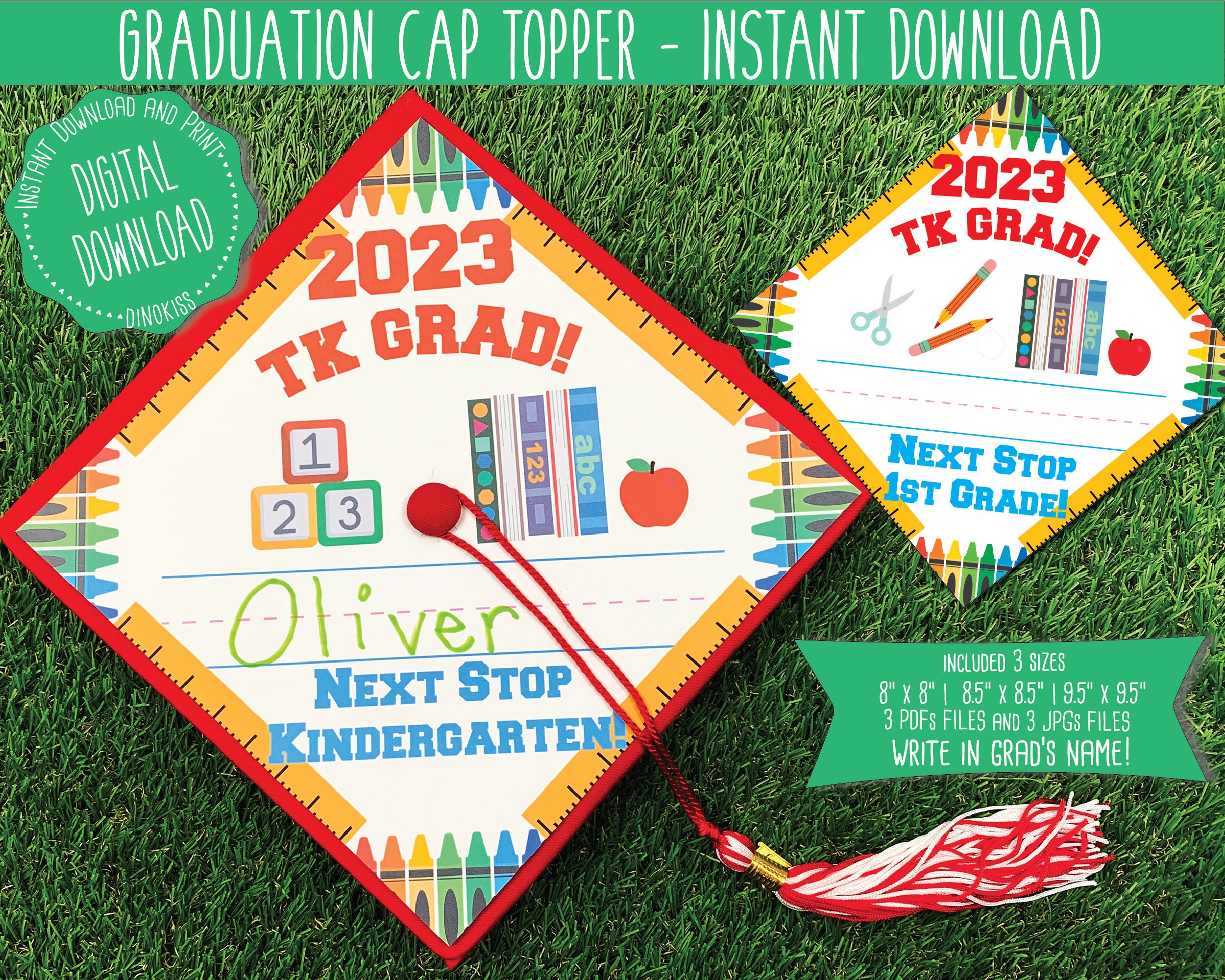 2023 TK Graduation Cap Topper, Graduation Printable, Graduation Hat Design,  Graduation Topper Printable, Digital, TK Grad PDF. Transitional 