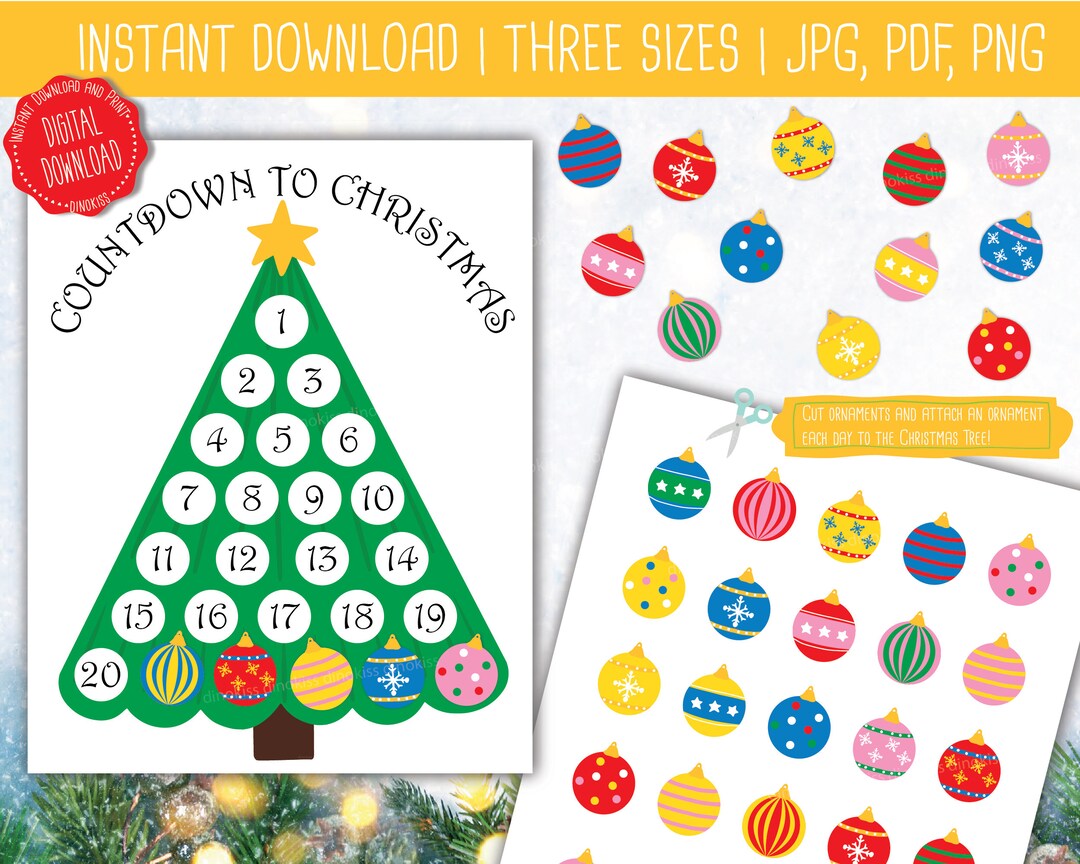 Countdown to Christmas Calendar Printable, Christmas Countdown Calendar ...