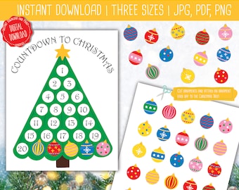 Countdown To Christmas Calendar Printable, Christmas Countdown Calendar, Countdown to Christmas, Christmas Countdown Printable