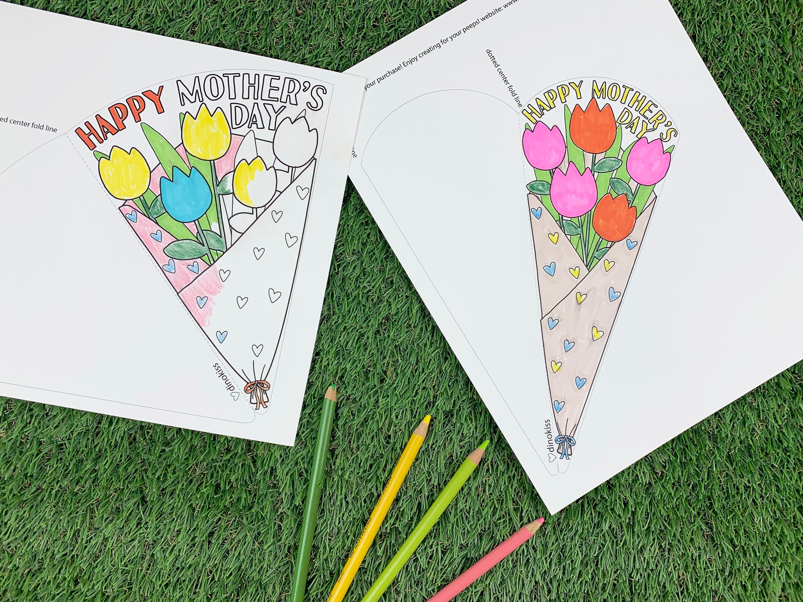 Mothers Day Coloring Card PDF, Mothers Day Card Printable, Tulip ...