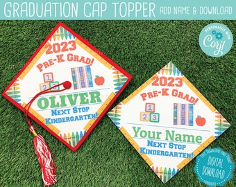 Editable Next Stop Kindergarten Preschool Graduation Cap - Etsy