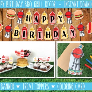 BBQ Birthday Decorations Printable, Birthday Grill Printable, Birthday ...