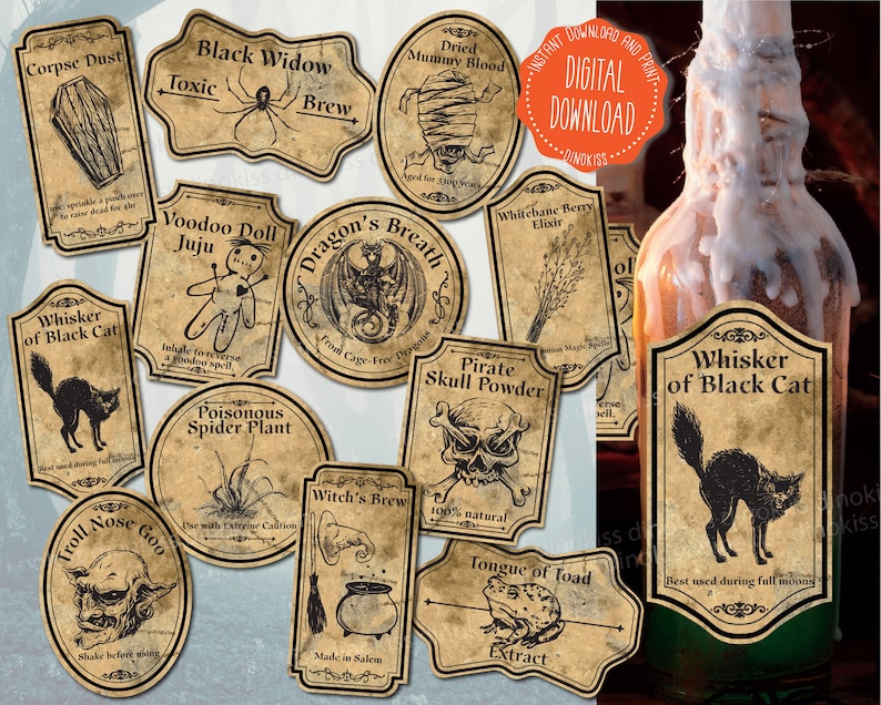 Halloween Potion Labels Printable Apothecary Labels Etsy