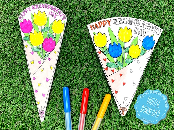 Happy Grandparents Day Coloring Card PDF Grandparents Day - Etsy