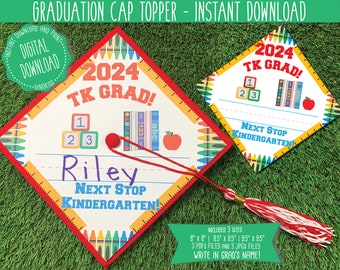 2024 TK Graduation Cap Topper, Graduation Printable, Graduation Hat Design, Graduation Topper Printable, Digital, TK Grad PDF. Transitional