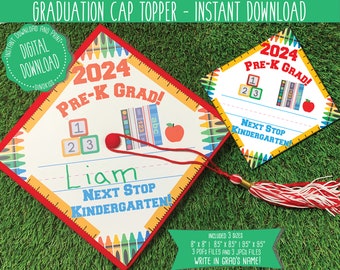 2024 PRE-K Graduation Cap Topper Printable, Graduation Printable, Graduation Hat Design, Graduation Topper Printable, Digital, PreK Grad PDF