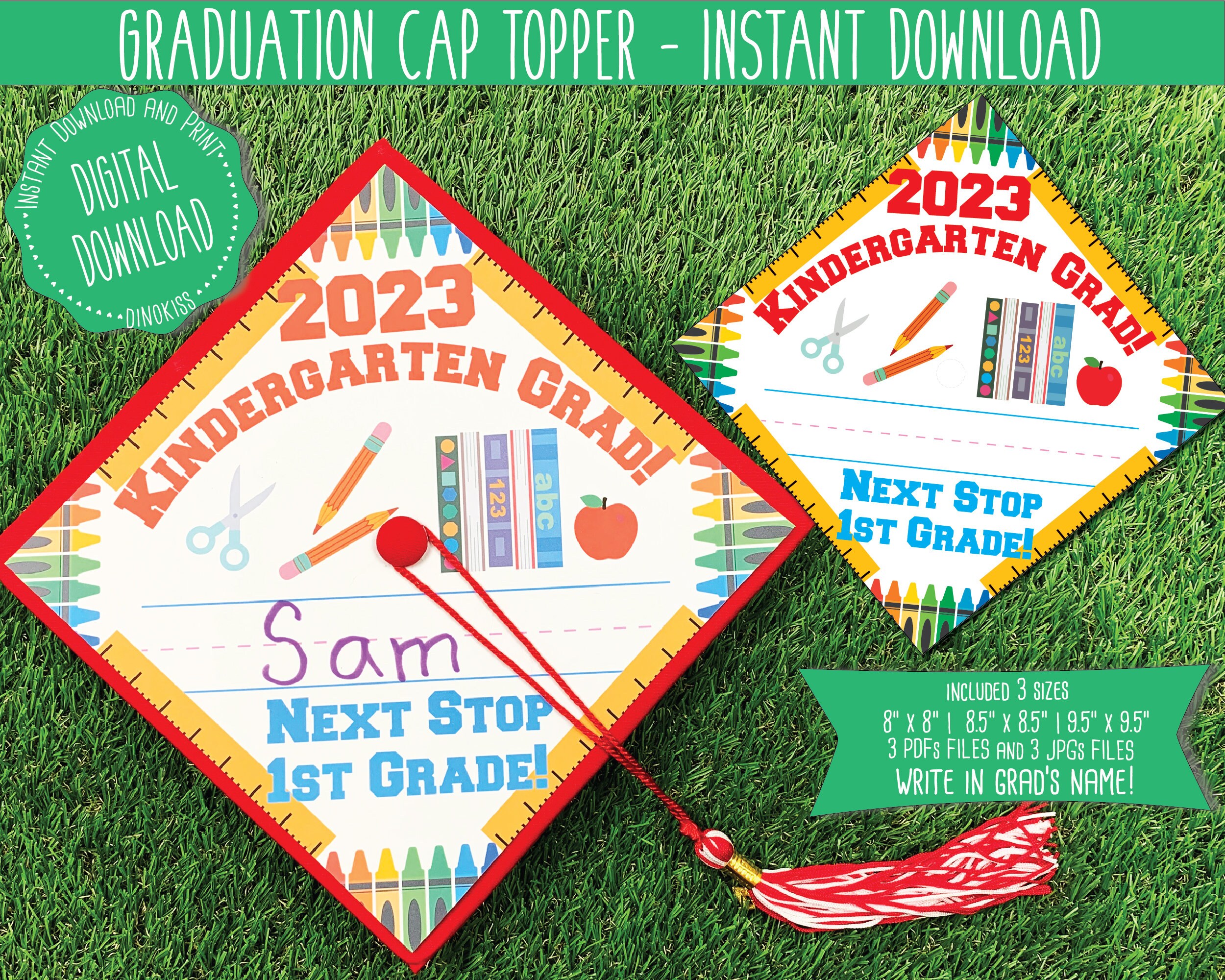 2023 Kindergarten Graduation Cap Topper Graduation Printable Etsy
