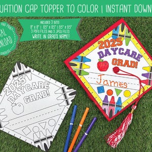 2025 Daycare Graduation Cap Topper Coloring Page | INSTANT DOWNLOAD, Graduation Hat Topper Custom, Graduation Hat Design, Digital, Childcare