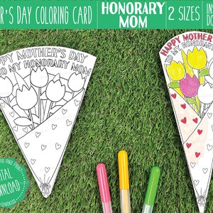 EERMOEDER Moederdag kleurkaart afdrukbaar, fijne Moederdag aan mijn eremoeder, afdrukbare tulpenboeket, cadeau eremoeder, pdf