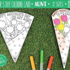 TANTE Moederdag kleurkaart afdrukbaar, fijne Moederdag aan mijn tante, tulpenboeket afdrukbaar, tante Moederdagcadeau, Moederdag pdf