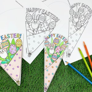 Carte de vœux à colorier de Pâques PDF, Carte de vœux de Pâques PDF, Carte de vœux à téléchargement instantané, Cartes de Pâques, Carte de bouquet de Pâques, Oeuf de Pâques