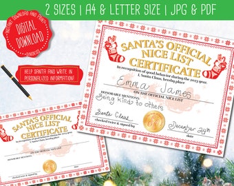 2023 Santa's Official Nice List Certificate Printable, Santa Nice List Certificate, Santa's Nice List, Letter from Santa Printable, Santa
