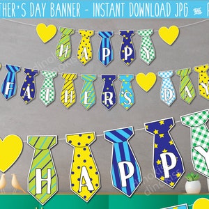 Happy Father's Day All About Dad Banner Printable, Fathers Day Tie Banner, Fathers Day Party Decor, Fathers Day Decoration, Sign for Dad