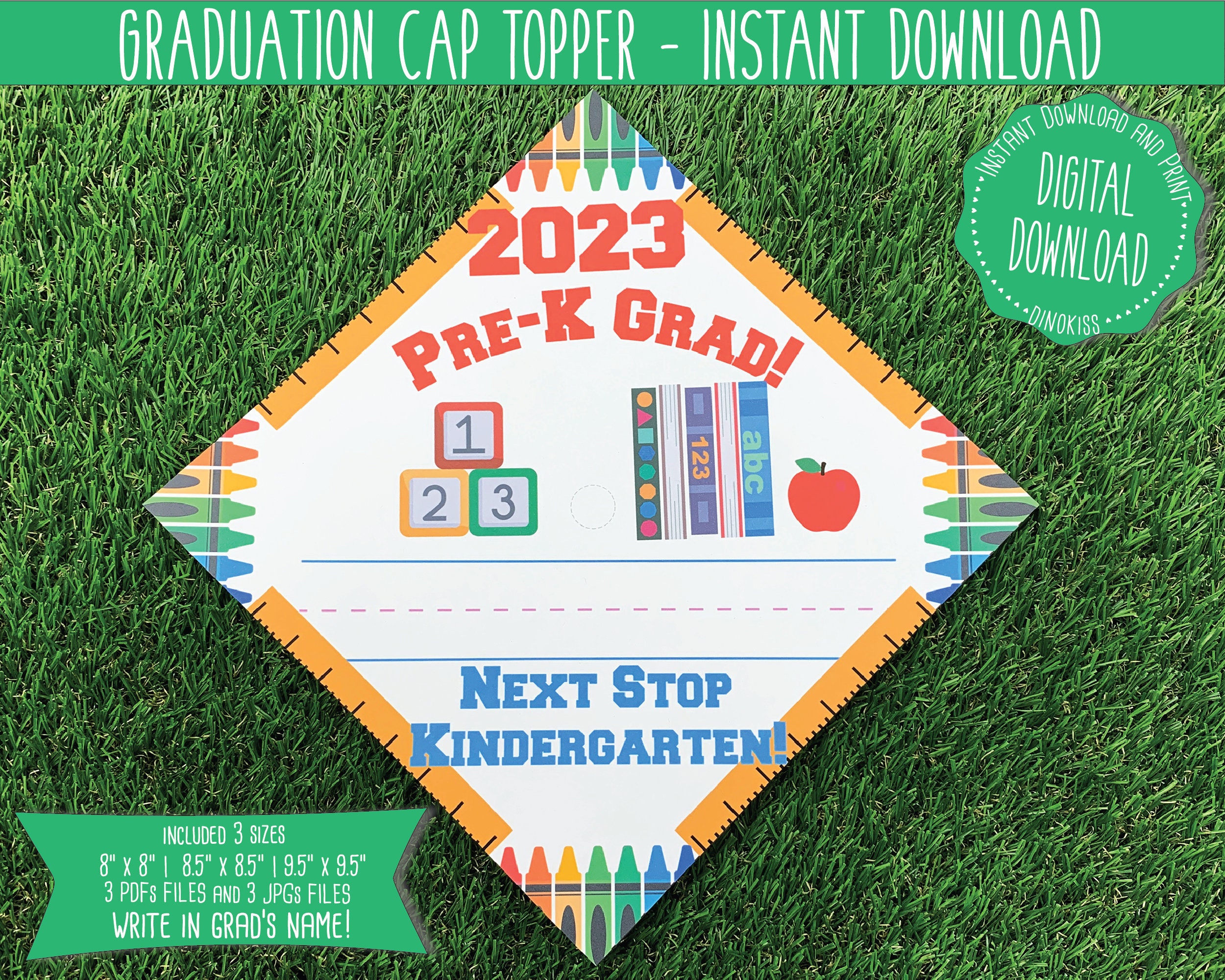 2023 PRE-K Graduation Cap Topper Printable, Graduation Printable,  Graduation Hat Design, Graduation Topper Printable, Digital, Prek Grad PDF  