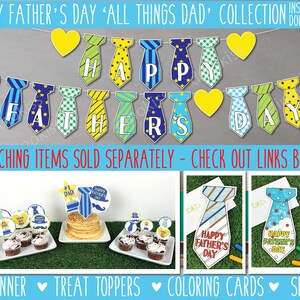 Happy Father's Day All About Dad Banner Printable, Fathers Day Tie ...