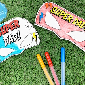 Super Dad Mask Coloring Card, Fathers Day Coloring Card, Superhero Fathers Day Card, Super Dad Greeting Card, Superhero Mask Coloring Card