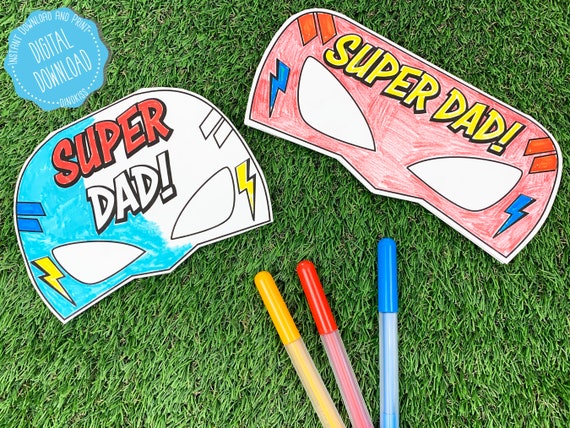 Super Dad Mask Coloring Card Fathers Day Coloring Card | Etsy