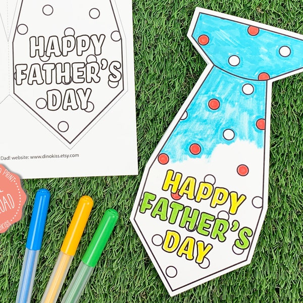 Father's Day Neck Tie Coloring Card Printable, Father's Day Card Printable, Neck Tie Card Printable, Fathers Day Gift From Kids, Digital