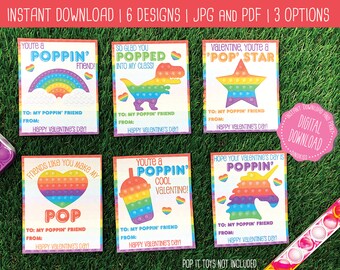 Tarjetas de San Valentín imprimibles, Pop It Valentine, Tarjeta de Día de San Valentín, Tarjetas de San Valentín para niños, Tarjeta de San Valentín escolar, Pop It, PDF, JPG