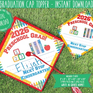 WRITE NAME 2026 Preschool Graduation Cap Topper Printable, Graduation Printable, Write-In Name, Preschool Graduation (Digital Download)