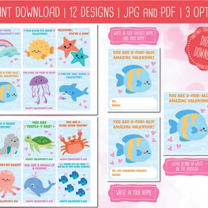 Free Printable Valentine's Day Cards with Sea Animals - Fun Happy Home