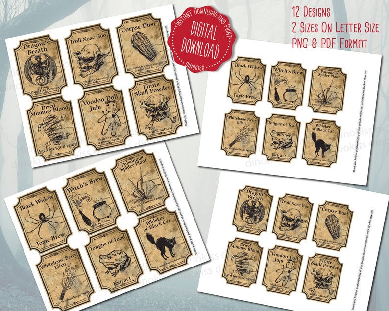 Halloween Potion Labels Printable Apothecary Labels - Etsy