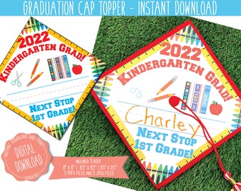 2022 kindergarten graduation cap topper graduation printable etsy